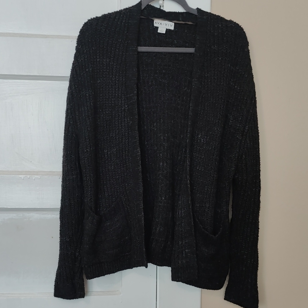 Ava & Viv Black Women's Sweater Cardigan Size X